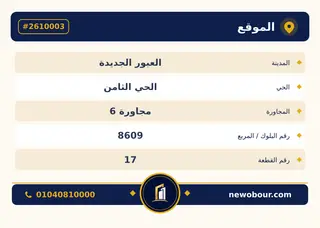 أرض - تم التخصيص 276 م² عمارة سكني — مدينة العبور الجديدة، الحي الثامن، مجاورة 6 — بطاقة الإعلان — 4