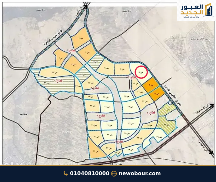 أرض - تم التخصيص عمارة سكني — مدينة العبور الجديدة، الحي الثامن، مجاورة 6 — من الحي — خريطة الموقع — 7