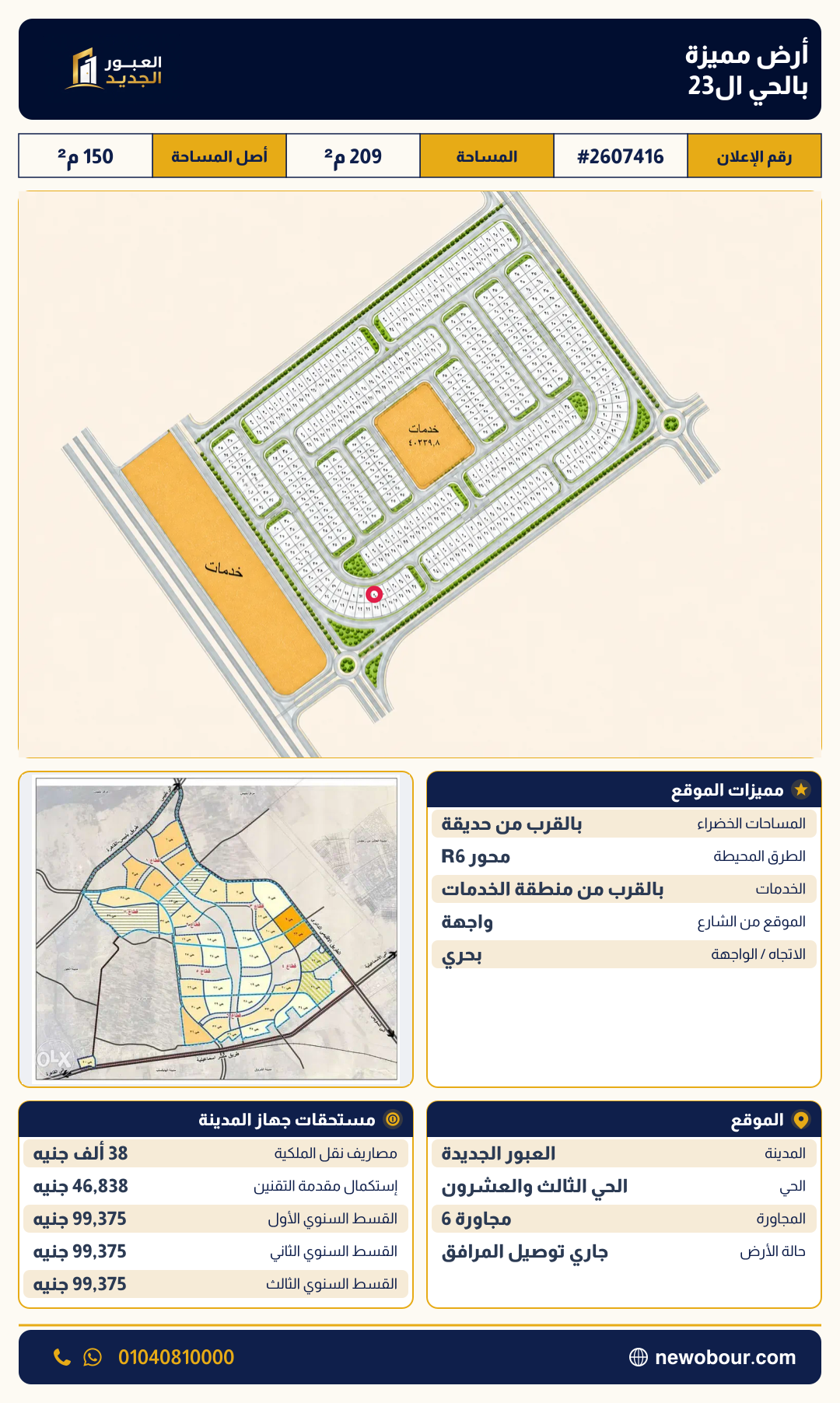 أرض - تم التخصيص عمارة سكني — مدينة العبور الجديدة، الحي الثالث والعشرون، مجاورة 6 — صورة العرض — 2