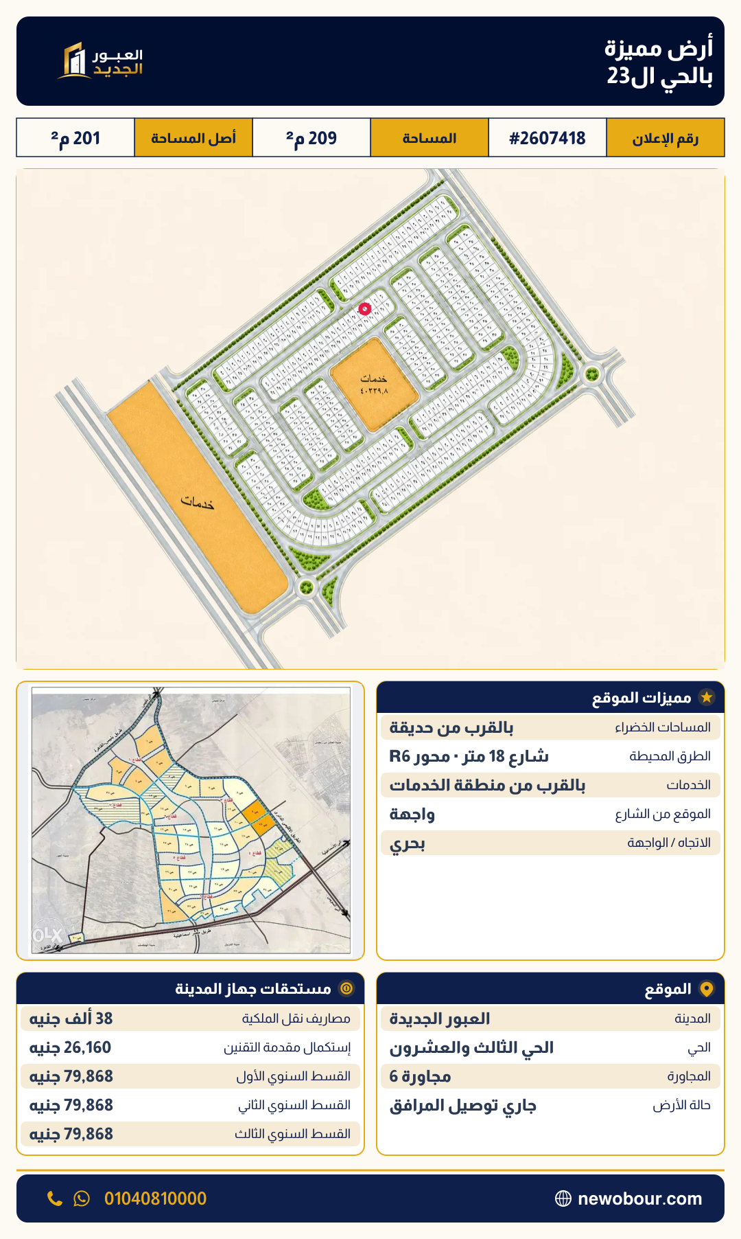 أرض - تم التخصيص عمارة سكني — مدينة العبور الجديدة، الحي الثالث والعشرون، مجاورة 6 — صورة العرض — 2